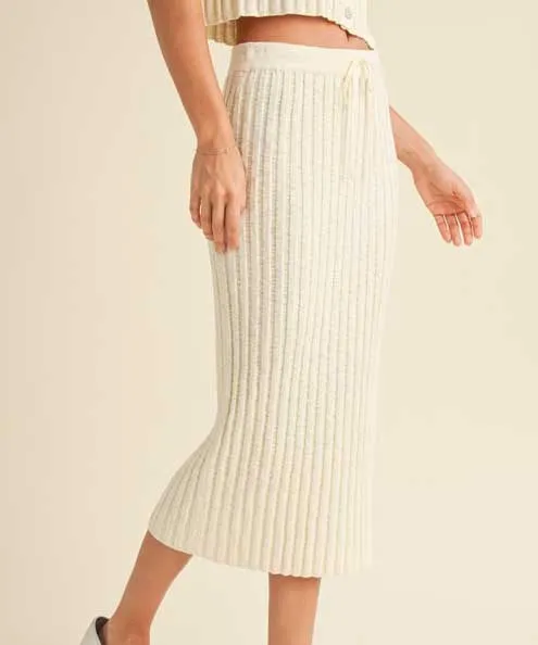 Textured Midi Skirt - Cream - FINAL SALE