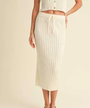 Textured Midi Skirt - Cream - FINAL SALE