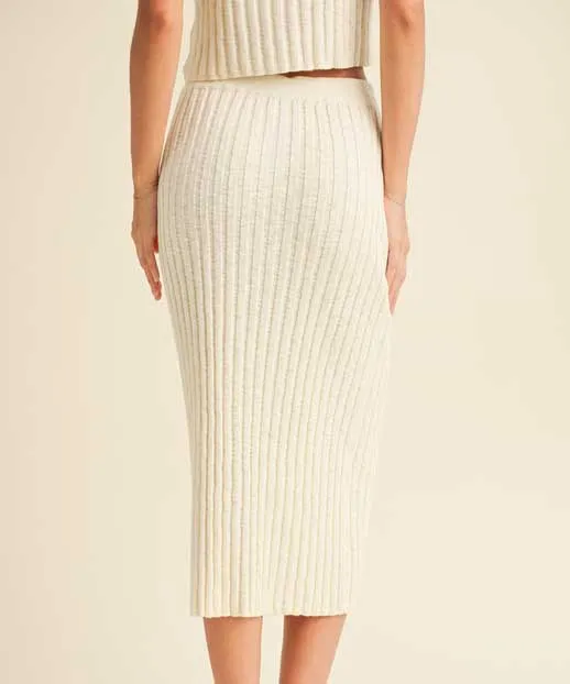 Textured Midi Skirt - Cream - FINAL SALE