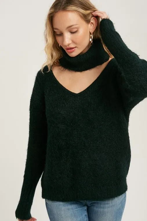 TURTLENECK CUTOUT SWEATER