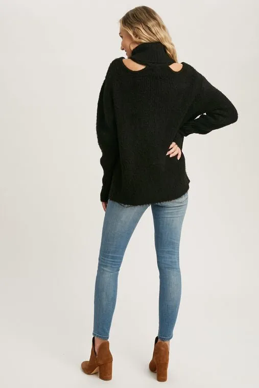 TURTLENECK CUTOUT SWEATER