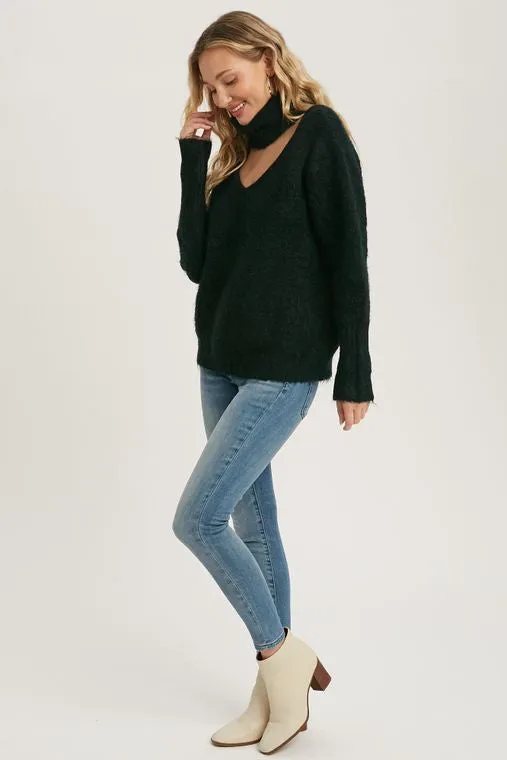 TURTLENECK CUTOUT SWEATER