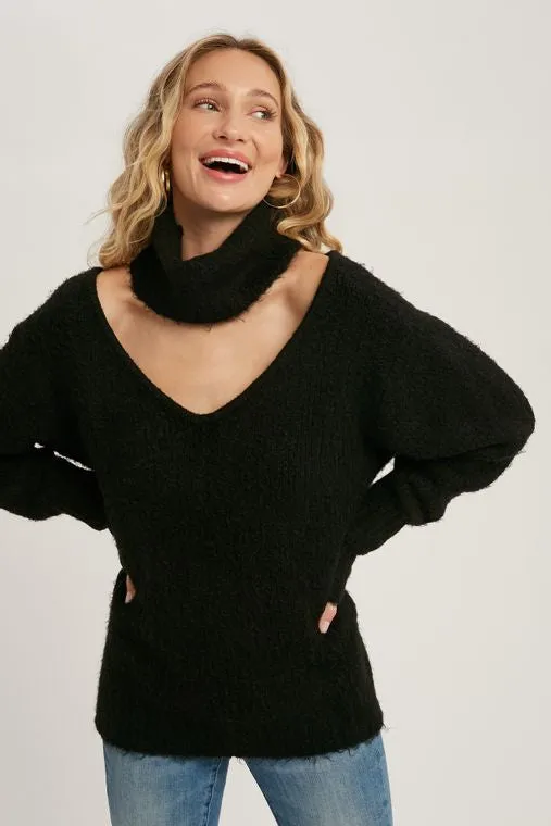 TURTLENECK CUTOUT SWEATER