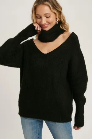 TURTLENECK CUTOUT SWEATER