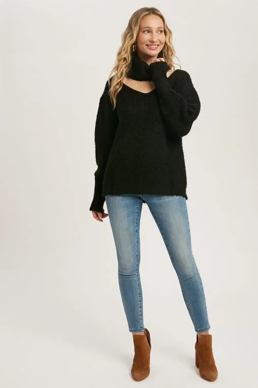 TURTLENECK CUTOUT SWEATER