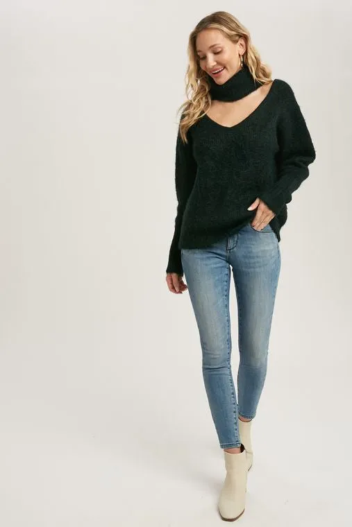 TURTLENECK CUTOUT SWEATER