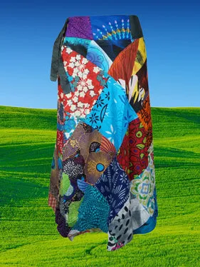 Womens Cotton  Blue Red Wrap Gypsy skirts, One size