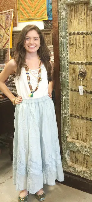 Womens Hippie Faire Skirt, Black Lace Work Handmade Maxi Skirt, Fall Boho Skirts, S/M/L