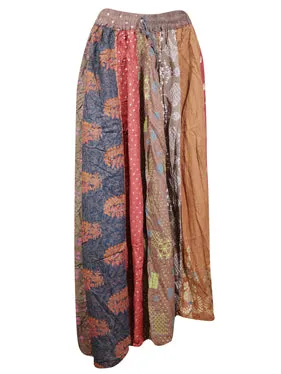Womens Patchwork Dori Maxi Skirt, Rum Raisin Printed Beach Skirts S/M/L