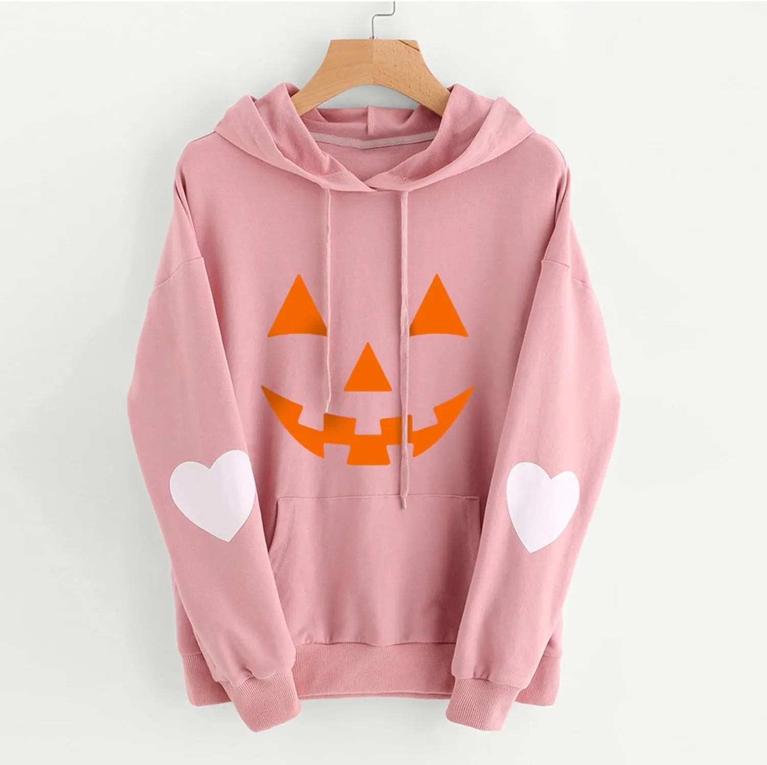 Womens Plus Size Halloween Hoodies Funny Pumpkin Printed Hooded Sweatshirts with Pocket Long Sleeve Oversized Shirts