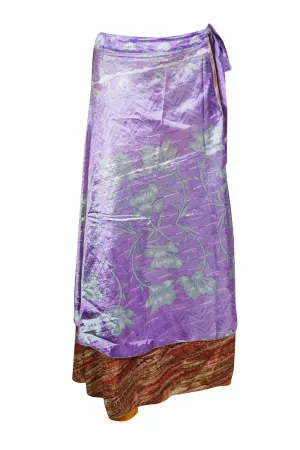 Wrap Skirt Purple Handmade Recycled Silk Reversible Maxi Skirt